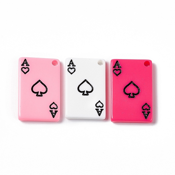 

PandaHall Printed Acrylic Pendants, Rectangle with Ace of Hearts Charm, Mixed Color, 26x16.7x3.3mm, Hole: 2.2mm Acrylic Rectangle Multicolor