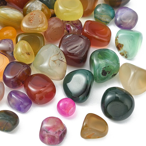 

PandaHall Natural Agate Beads, No Hole/Undrilled, Tumbled Stone, Vase Filler Gems, Dyed & Heated, Nuggets, 6~13mm, about 61pcs/100g...