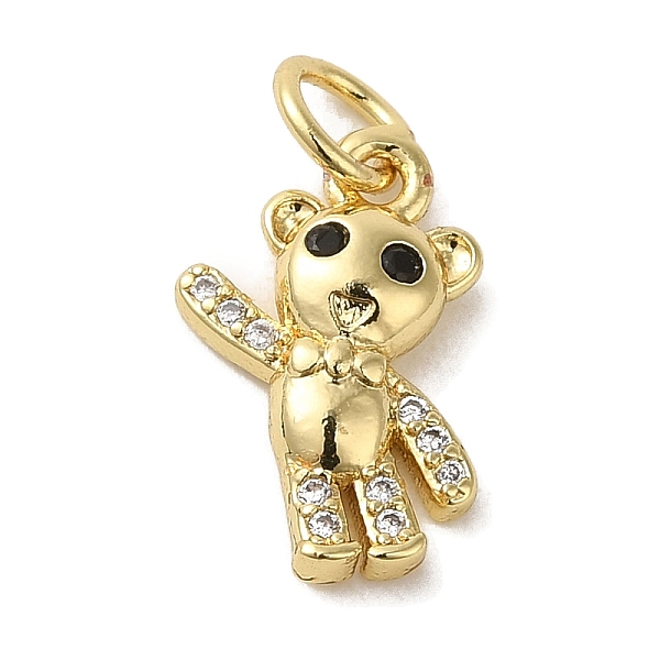 

PandaHall Brass Micro Pave Clear Cubic Zirconia Pendants, Bear , Real 18K Gold Plated, 14x9x2.7mm, Hole: 3.2mm Brass+Cubic Zirconia Clear