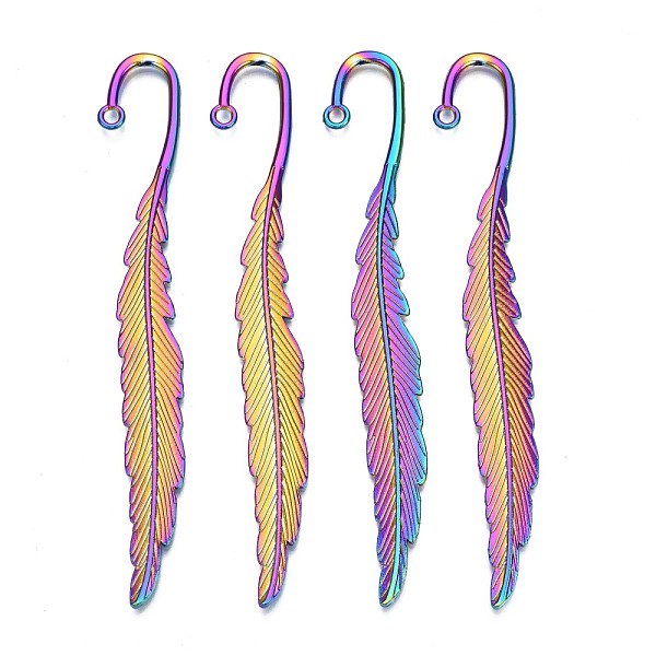 

PandaHall Rainbow Color Alloy Bookmark Findings, Hook with Leaf Shape Bookmark Findings with Hole, Cadmium Free & Nickel Free & Lead Free...