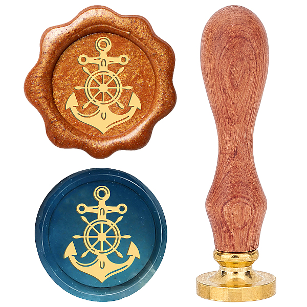 

PandaHall CRASPIRE Anchor and Helm Wax Seal Stamp 25mm Sealing Wax Stamps Retro Rosewood Handle Removable Brass Head for Easter Party...