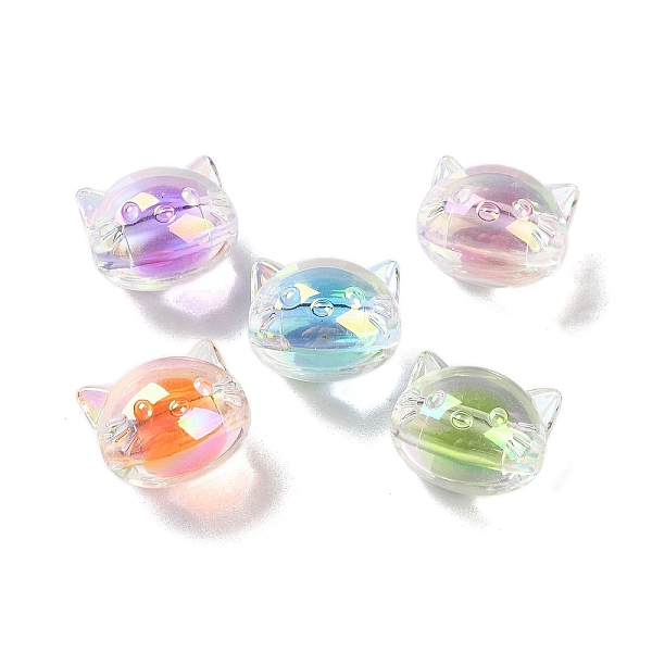 

PandaHall UV Plating Rainbow Iridescent Acrylic Beads, Bead in Bead, Cat Shape, 16x19.5x15.5mm, Hole: 3.5mm Acrylic Cat Shape