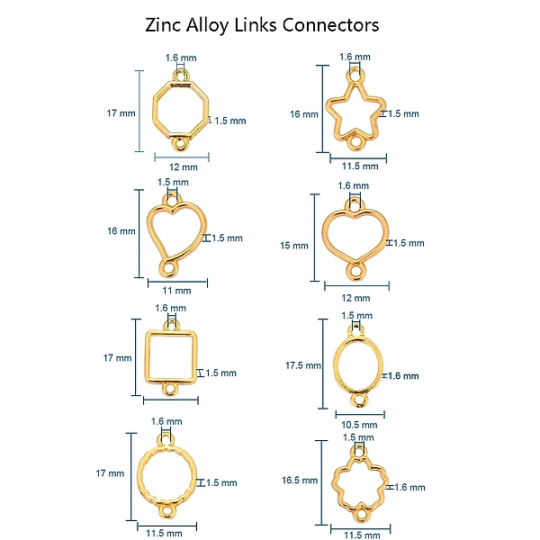 

PandaHall Zinc Alloy Links Connectors, Open Back Bezel, For DIY UV Resin, Epoxy Resin, Pressed Flower Jewelry, Mixed Shapes, Golden...
