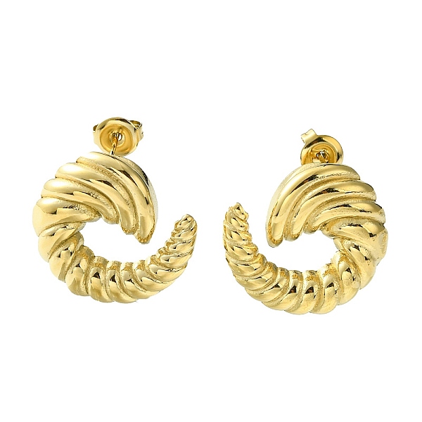 

PandaHall Ion Plating(IP) 304 Stainless Steel Stud Earrings, Vortex, Real 14K Gold Plated, 21.5x22mm 304 Stainless Steel