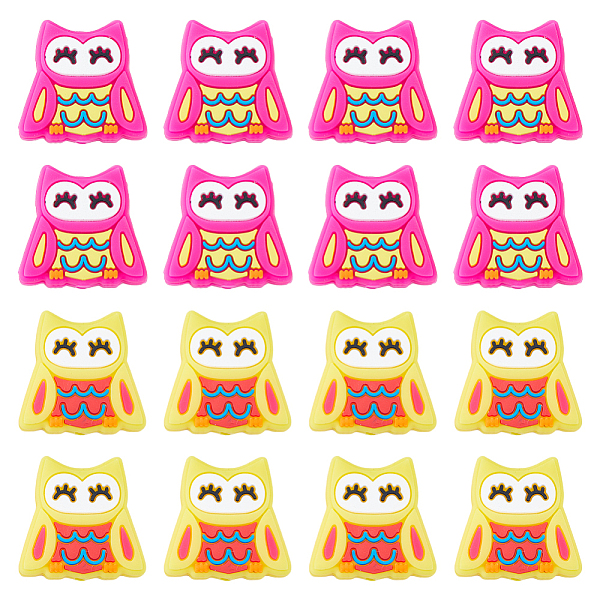 

PandaHall DICOSMETIC 16Pcs 2 Colors Owl Food Grade Eco-Friendly Silicone Beads, Chewing Beads For Teethers, DIY Nursing Necklaces Making..., Multicolor