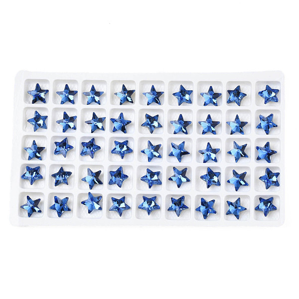 

PandaHall Glass Rhinestone Cabochons, Nail Art Decoration Accessories, Faceted, Star, Royal Blue, 9.5x10x4.5mm Glass Star