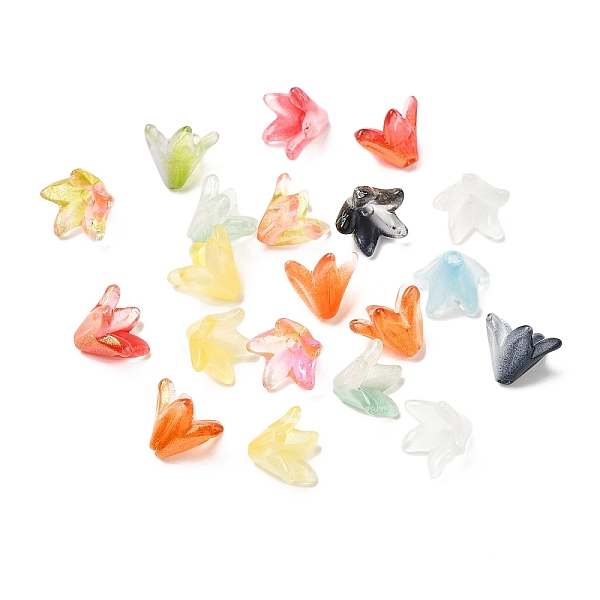 

PandaHall Glass Beads, Lily Flower, Mixed Color, 12x12.5x10mm, Hole: 1.5mm Glass Flower Multicolor
