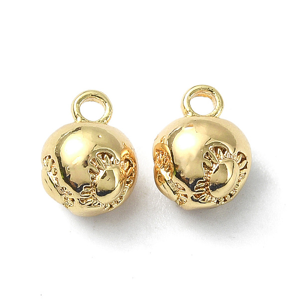 

PandaHall Brass Charms, Round Charm, Real 18K Gold Plated, 8x6x6mm, Hole: 1.5mm Brass Round