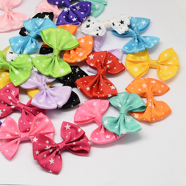 

PandaHall Handmade Woven Costume Accessories, Star Printed Grosgrain Bowknot, Mixed Color, 56x43x8mm, about 200pcs/bag Ribbon Bowknot..., Multicolor