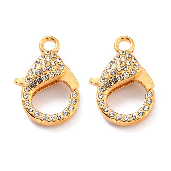 

PandaHall Alloy Rhinestone Lobster Claw Clasps, Crystal, Golden, 31x22x7mm, Hole: 3mm Alloy+Rhinestone Others Clear