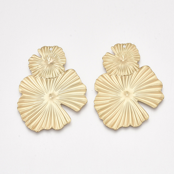 

PandaHall Smooth Surface Iron Big Pendants, Cadmium Free & Lead Free, Lotus Leaf, Matte Gold Color, 59x44.5x1mm, Hole: 1.6mm Iron Leaf