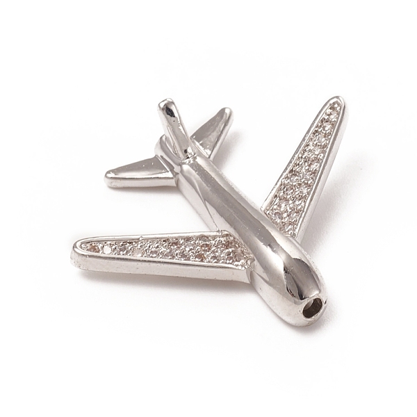 

PandaHall Brass Micro Pave Clear Cubic Zirconia Beads, Long-Lasting Plated, Airliner/Passenger Plane, Platinum, 20x24x7mm, Hole: 1.6mm...
