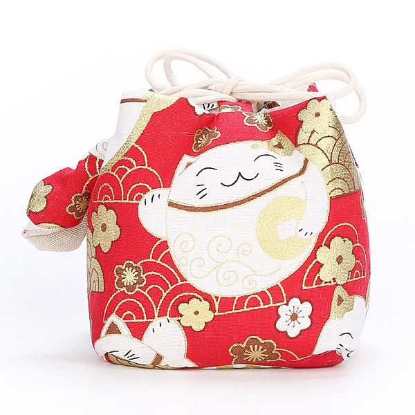 

PandaHall Chinese Style Printed Cotton Packing Pouches Drawstring Bags, Square, Red, 10x11cm Cloth Square Red