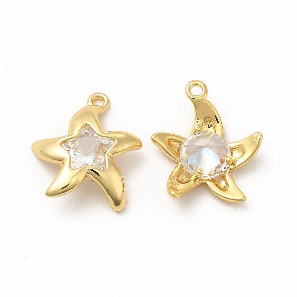 

PandaHall Rack Plating Brass Micro Pave Cubic Zirconia Pendants, Real 18K Gold Plated, Long-Lasting Plated, Starfish Charm, Real 18K Gold..., Clear