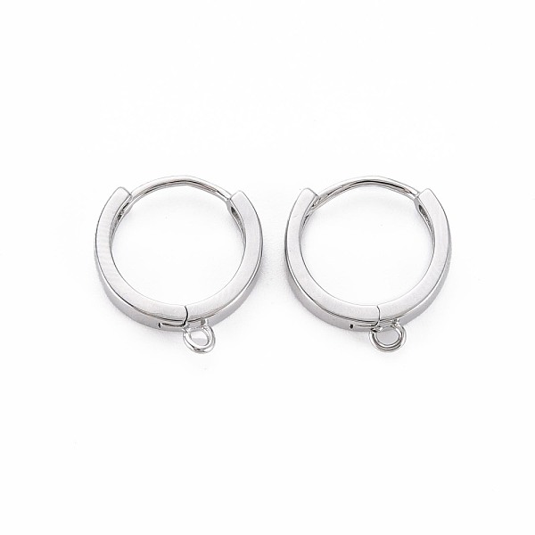 

PandaHall Brass Huggie Hoop Earring Findings, for Jewelry Making, Nickel Free, Real Platinum Plated, 17x15x3mm, Hole: 1.2mm, Pin: 1mm Brass