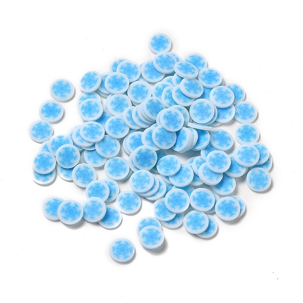 

PandaHall Christmas Theme Handmade Polymer Clay Beads, No Hole, Snowflake Pattern, 5.5~6x0.7mm, about 28000pcs/1000g Polymer Clay Snowflake