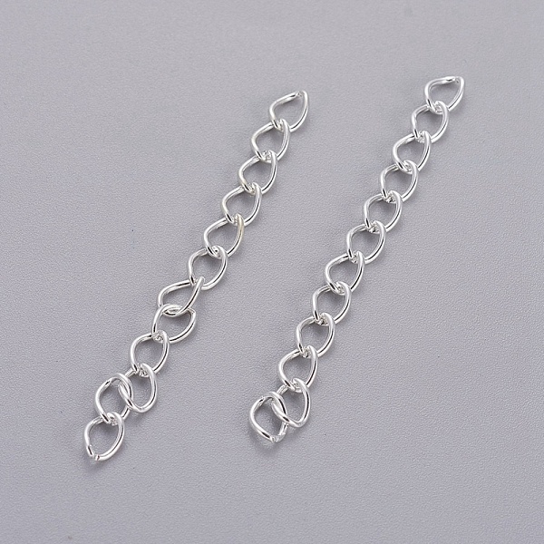 

PandaHall Iron Ends with Twist Chain Extension for Necklace Anklet Bracelet, Cadmium Free & Lead Free, Silver, 50x3.5mm, Links...