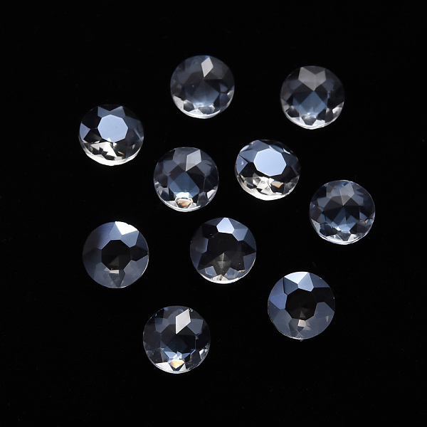 

PandaHall Flat Round Transparent Glass Cabochons, Nail Art Decoration Accessories, Faceted, Clear, 8x4mm Glass Flat Round Clear