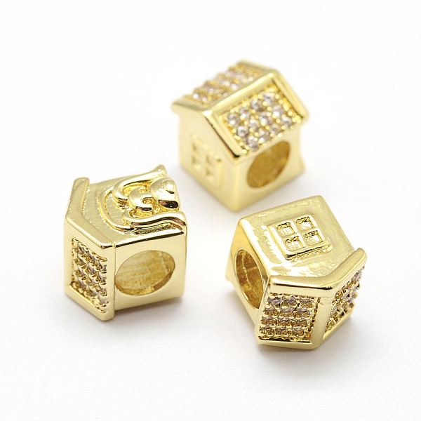 

PandaHall Brass Micro Pave Grade AAA Cubic Zirconia European Beads, Large Hole Beads, House with Dog Head, Lead Free & Nickel Free & Cadmium...