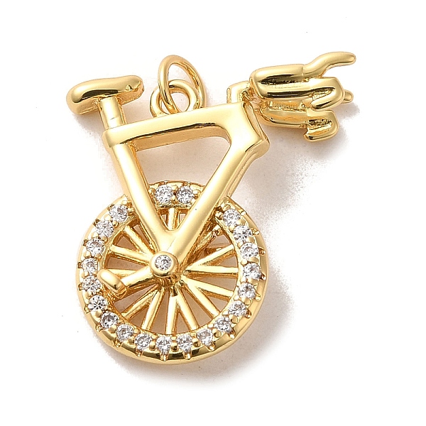 

PandaHall Brass Cubic Zirconia Pendants, with Jump Ring, Bicycle, Real 14K Gold Plated, 21.5x22x8mm, Hole: 3.5mm Brass+Cubic Zirconia..., Clear