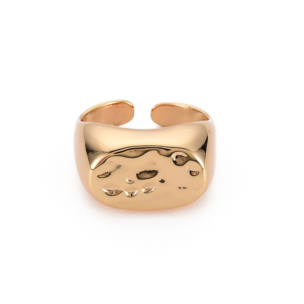

PandaHall Hammered Oval Brass Cuff Rings, Signet Open Ring for Women, Nickel Free, Golden, US Size 7 1/4(17.5mm) Brass