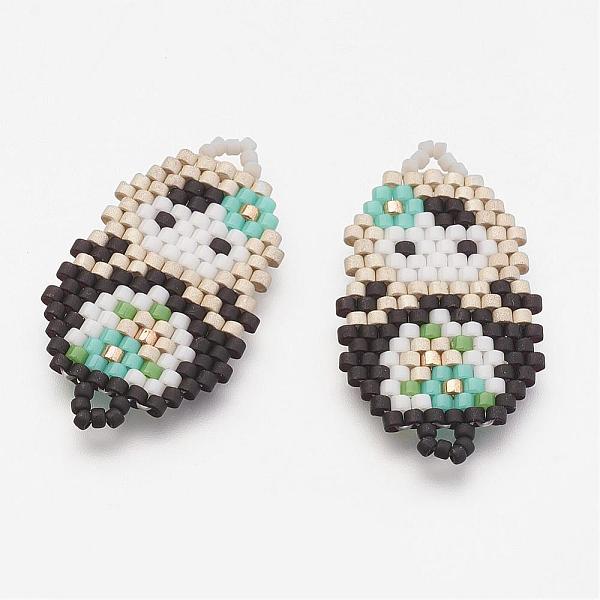 

PandaHall MIYUKI & TOHO Handmade Japanese Seed Beads Links, Girl Pattern, Black, 30x17x2mm, Hole: 1~2mm Glass Human Black