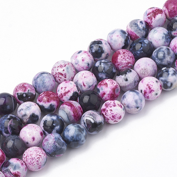 

PandaHall Dyed Natural Fire Crackle Agate Beads Strands, Round, Cerise, 10~10.5mm, Hole: 1.2mm, about 37~40pcs/strand, 14.9~15.1 inch..., Red