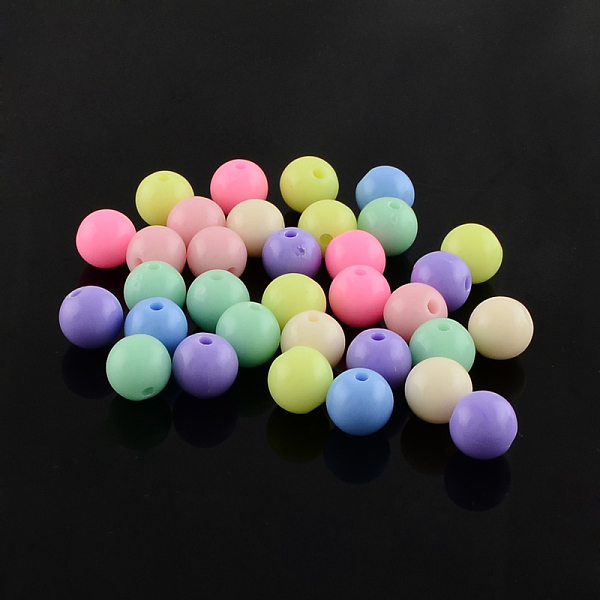 

PandaHall Round Solid Color Opaque Acrylic Beads, Mixed Color, 12mm, Hole: 2mm, about 500pcs/500g Acrylic Round Multicolor