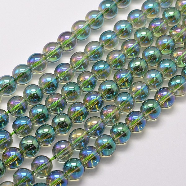 

PandaHall Electroplated Synthetic Quartz Bead Strands, Round, Full Rainbow Plated, Sea Green, 8mm, Hole: 1mm, about 50pcs/strand, 15.7 inch...