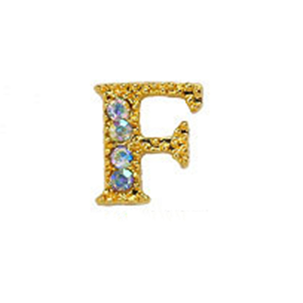 

PandaHall Alloy Gold Rhinetone Letters Nail Stud Cabochons, 3D Capital Alphabet, for Women Girls DIY Making Nail Art Design, Letter.F..., Clear
