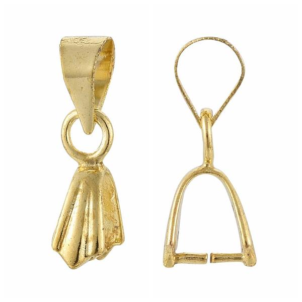 

PandaHall Golden Brass Ice Pick Pinch Bails, 11x5mmm, Hole: 3mm, Pin: 0.8mm Brass