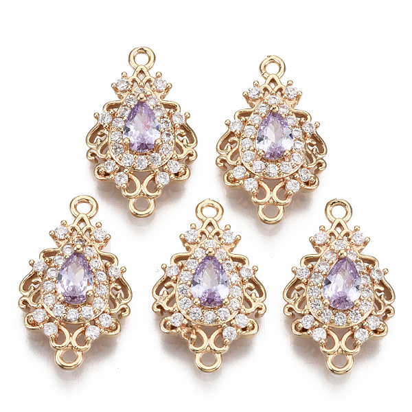 

PandaHall Brass Micro Pave Cubic Zirconia Links Connectors, with Glass, Long-Lasting Plated, Teardrop, Light Gold, Thistle, 20x12x5mm, Hole..., Purple