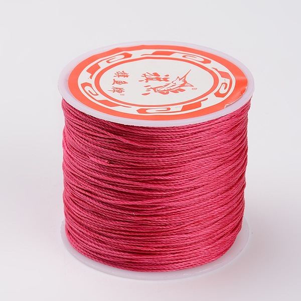 

PandaHall Round Waxed Polyester Cords, Twisted Cord, Deep Pink, 0.5mm, about 115.92 yards(106m)/roll Waxed Polyester Cord Round Pink