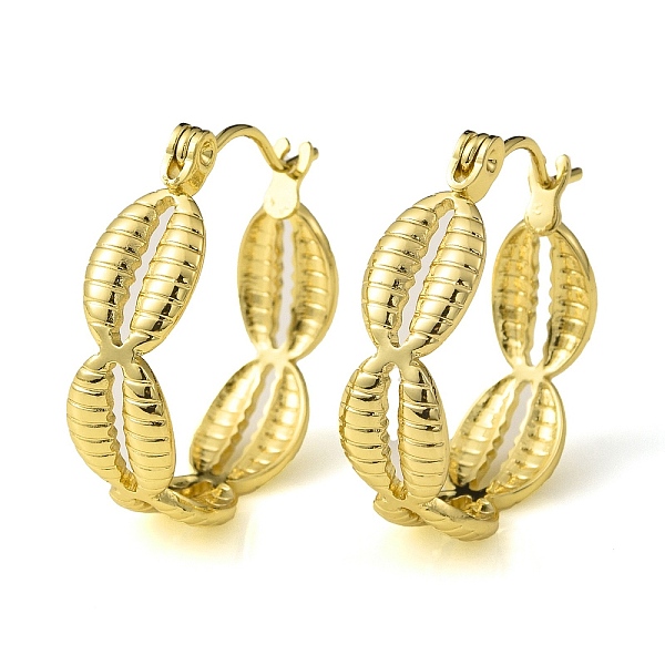 

PandaHall 304 Stainless Steel Shell Shape Hoop Earrings for Women, Golden, 21x19.5x6mm, Pin: 0.7mm 304 Stainless Steel