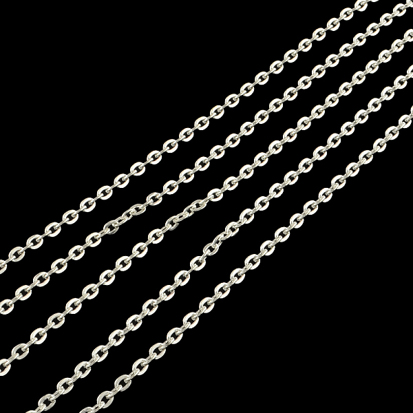 

PandaHall Iron Cable Chains, Unwelded, with Spool, Flat Oval, Silver Color Plated, 3x2x0.4mm, about 32.8 Feet(10m)/roll Iron Silver