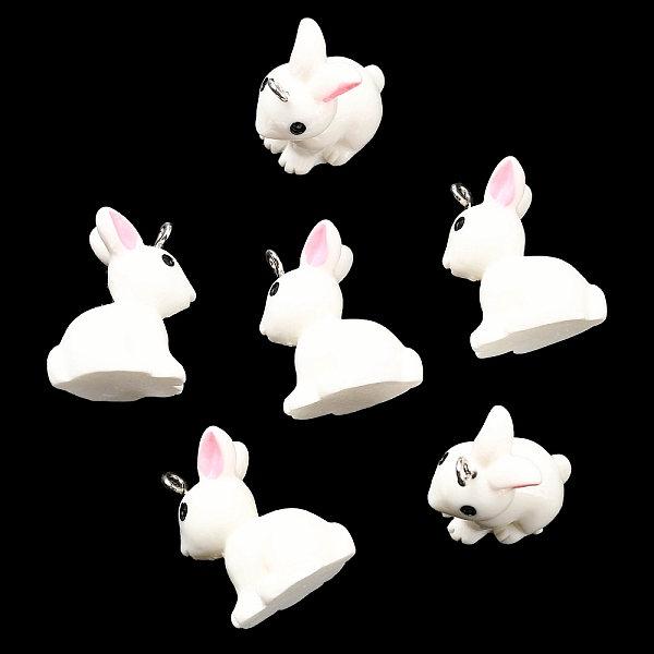 

PandaHall Opaque Resin Pendants, 3D Rabbit Charms with Platinum Tone Iron Loops, Linen, 24.5x13x19mm, Hole: 2mm Iron+Resin Rabbit Brown
