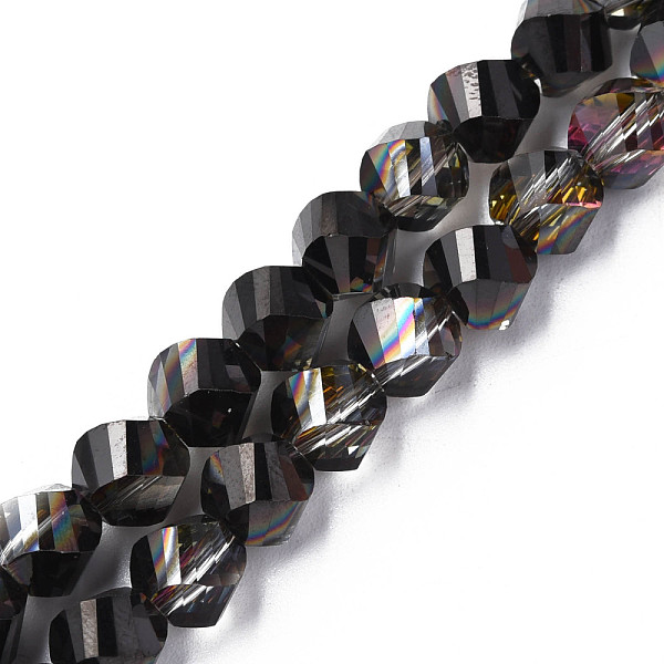 

PandaHall Electroplate Transparent Glass Beads Strands, Half Plated, Faceted, Nuggets, Black, 8x7mm, Hole: 1.4mm, about 72pcs/strand, 20.08...