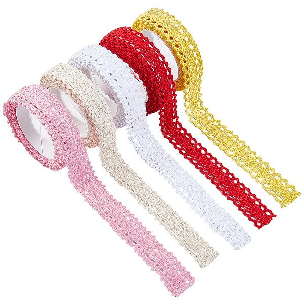 5 Rolls 5 Colors Cotton Decorative Tape