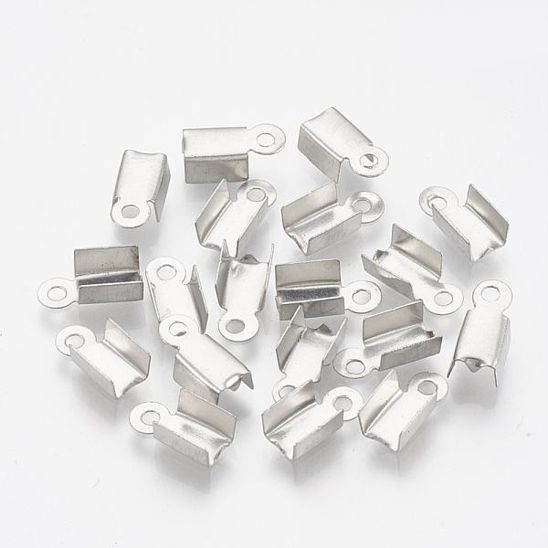 

PandaHall 304 Stainless Steel Folding Crimp Ends, Fold Over Crimp Cord Ends, Stainless Steel Color, 9x4x3mm, Hole: 1.5mm, Inner Measure...