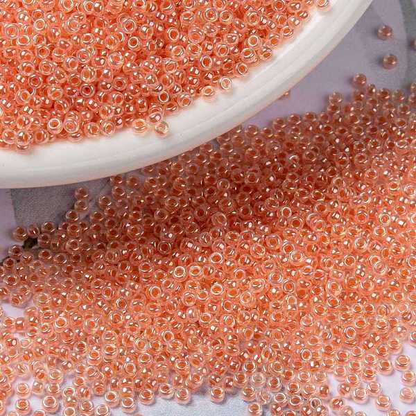 

PandaHall MIYUKI Round Rocailles Beads, Japanese Seed Beads, (RR539) Salmon Ceylon, 15/0, 1.5mm, Hole: 0.7mm, about 5555pcs/10g Glass Pink