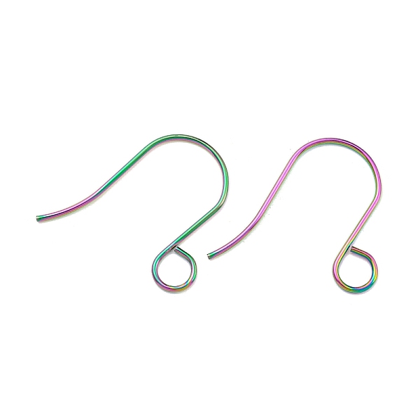

PandaHall Ion Plating(IP) 316 Stainless Steel French Earring Hooks, Flat Earring Hooks, Ear Wire, with Horizontal Loop, Rainbow Color...