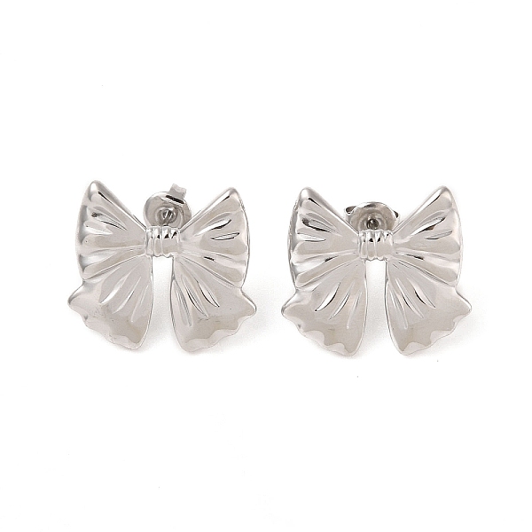 

PandaHall Bowknot 304 Stainless Steel Stud Earrings for Women, Stainless Steel Color, 21x23mm 304 Stainless Steel Bowknot