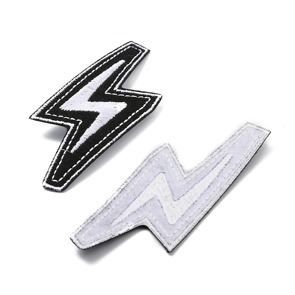 

PandaHall Lightning Bolt Polyester Computerized Embroidery Iron on Patches, Appliques, Black, 105x40x1mm Polyester Lightning Bolt Black