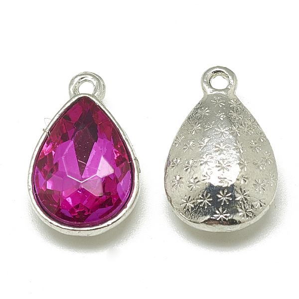 

PandaHall Alloy Glass Charms, Faceted, teardrop, Platinum, Camellia, 14.5x9x5mm, Hole: 1.5mm Alloy+Glass Teardrop Pink