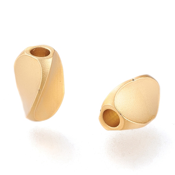 

PandaHall Brass Beads, Long-Lasting Plated, Matte Style, Twist, Real 18K Gold Plated, 8x5.5x5mm, Hole: 2mm Brass Twist