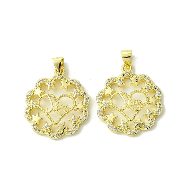 

PandaHall Mother's Day Brass Micro Pave Cubic Zirconia Pendants, Word Mom, Real 18K Gold Plated, 25x21x3mm, Hole: 5mm Brass+Cubic Zirconia..., Clear