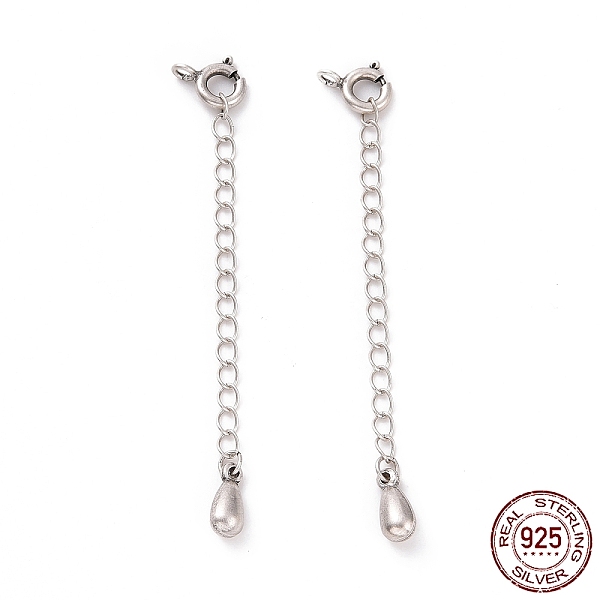 

PandaHall 925 Sterling Silver Chain Extenders, with Spring Ring Clasps & Charms, Teardrop, Antique Silver, 62x5.8mm, Hole: 1.6mm Sterling...