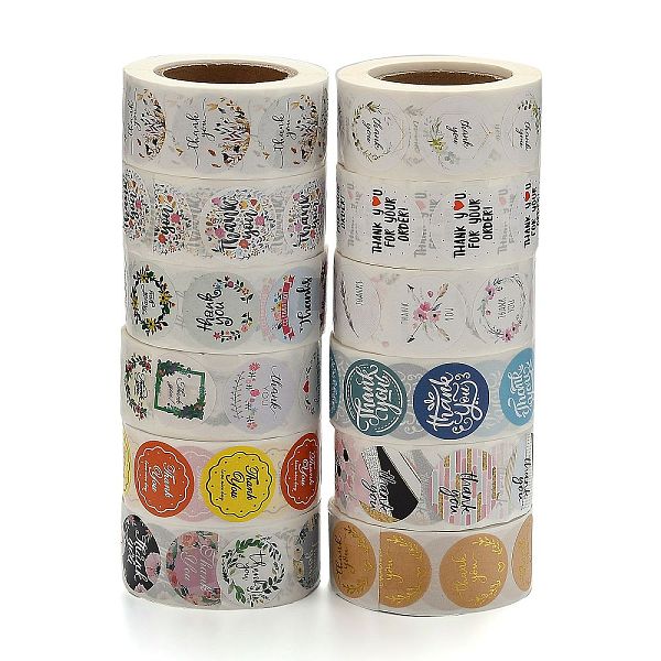 

PandaHall 1 Inch Thank You Sticker, Self-Adhesive Kraft Paper Gift Tag Stickers, Adhesive Labels, for Festival, Christmas, Holiday Presents..., Multicolor
