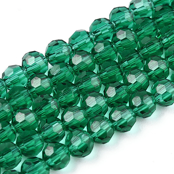 

PandaHall Transparent Glass Beads Strands, Faceted(32 Facets), Round, Green, 4mm, Hole: 0.7mm, about 87~93pcs/strand, 32~33cm Glass Round...