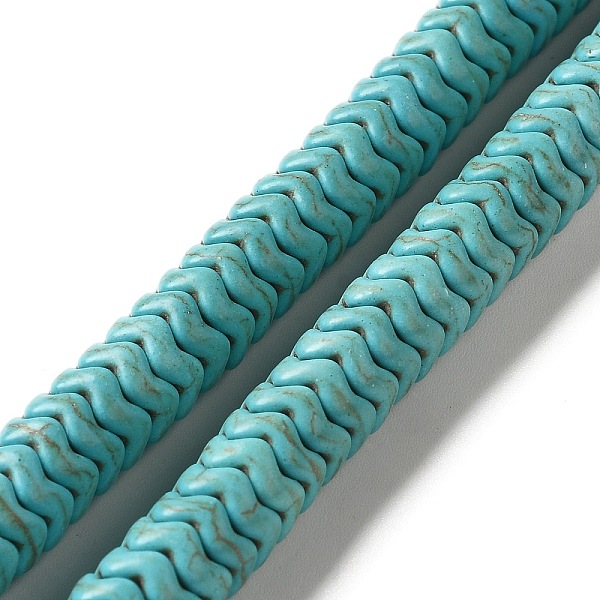 

PandaHall Synthetic Turquoise Dyed Beads Strands, Wavy Shape, Turquoise, 8x3mm, Hole: 1mm, about 141pcs/strand, 14.96''(38cm) Synthetic..., Green
